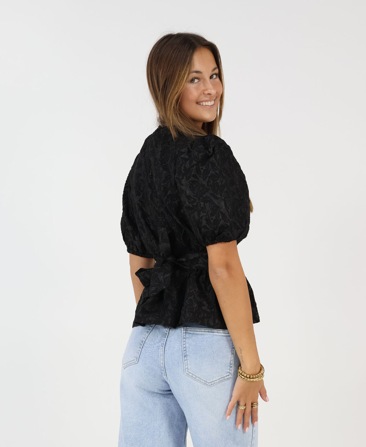 Jacquard Blouse Black