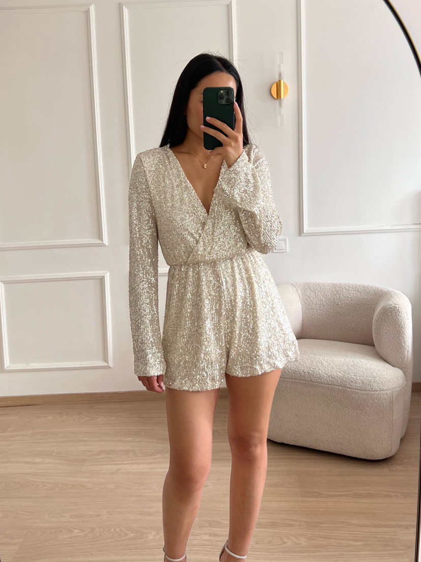 Sequin Playsuit Gold