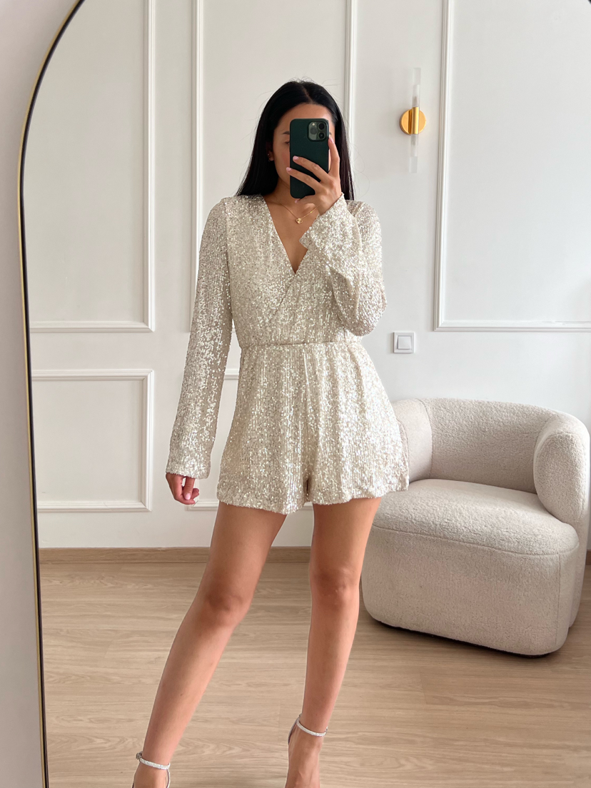 Sequin Playsuit Gold