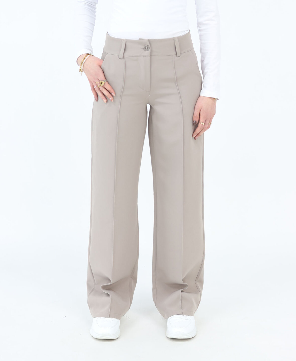 Low/Mid Waist Sanne Pants Light Taupe (REGULAR)