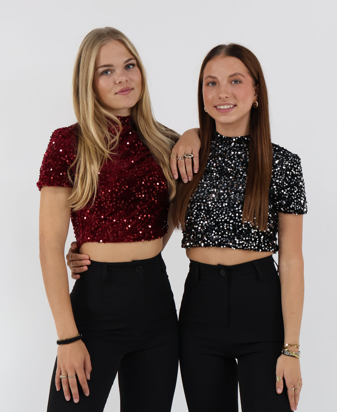 Velvet Sequin Top Short Burgundy