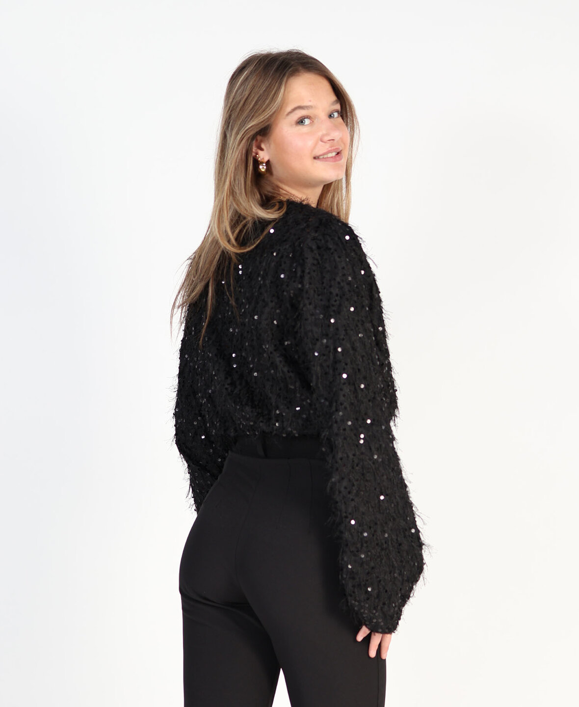 Sparkle Feather Top Black (PRE ORDER 14-11)
