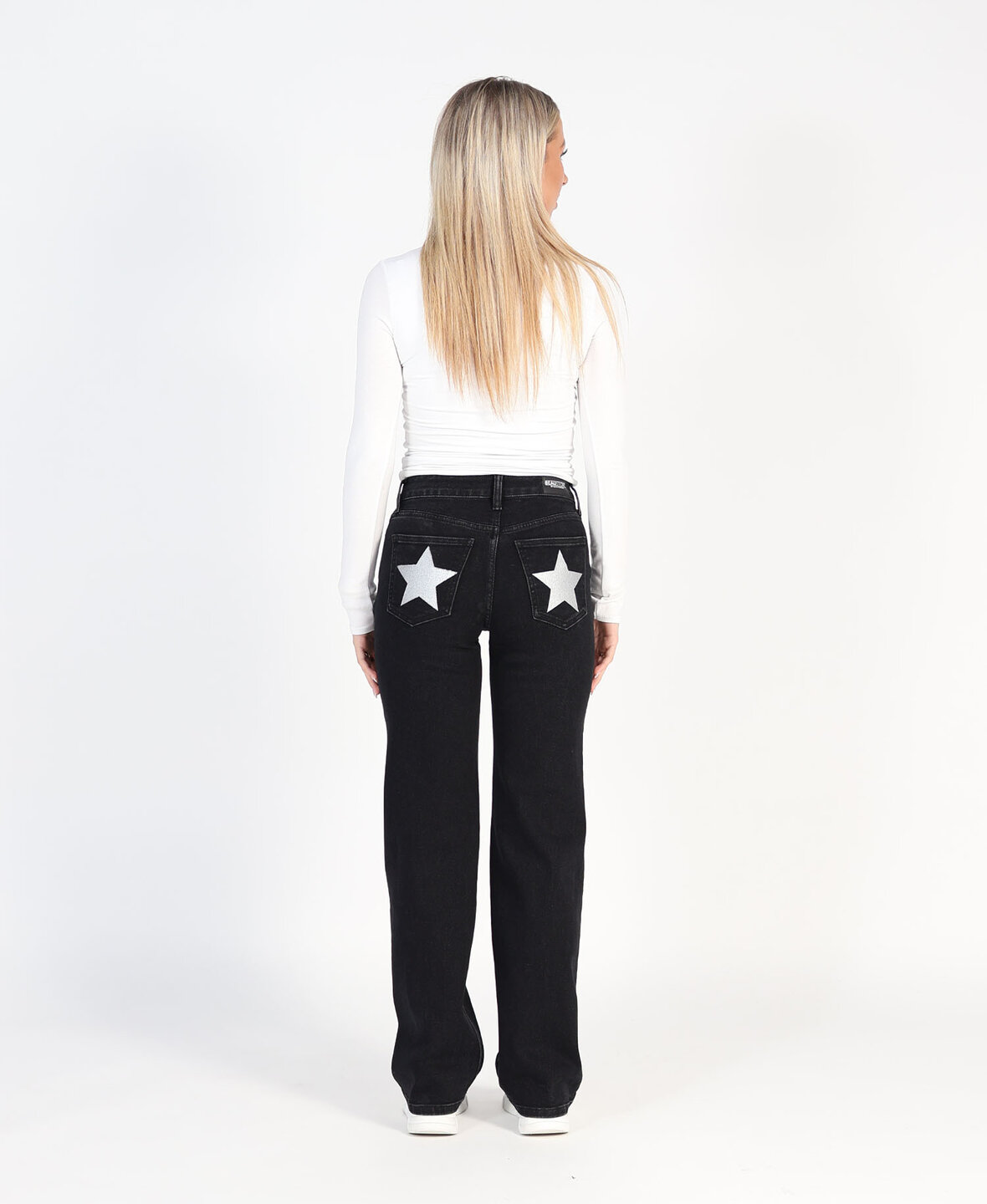 Stars Low/Mid Waist Wide Leg Jeans Black 3512-1 (REGULAR) (PRE ORDER 27-11)