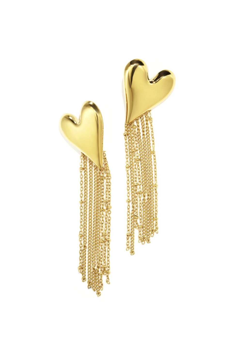 Heart Fringe Earrings Gold
