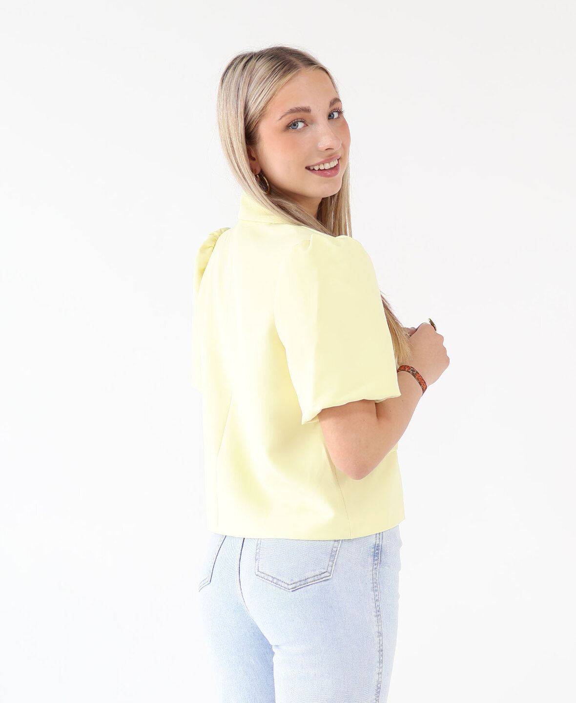 Sanne Puff Sleeve Blazer Butter Yellow