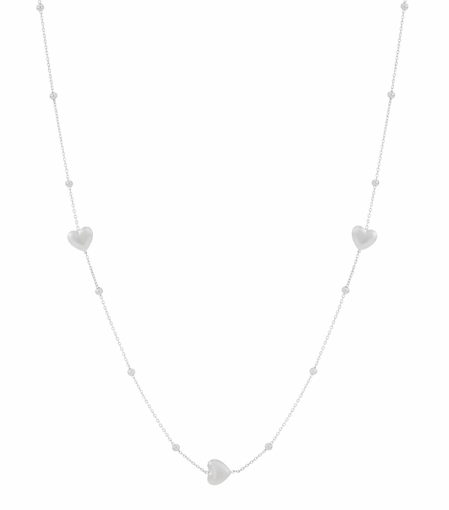 Hearts Extra Long Necklace Silver