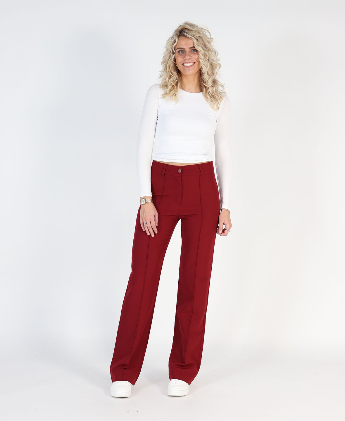 Sanne Stripe Pants Burgundy (TALL)