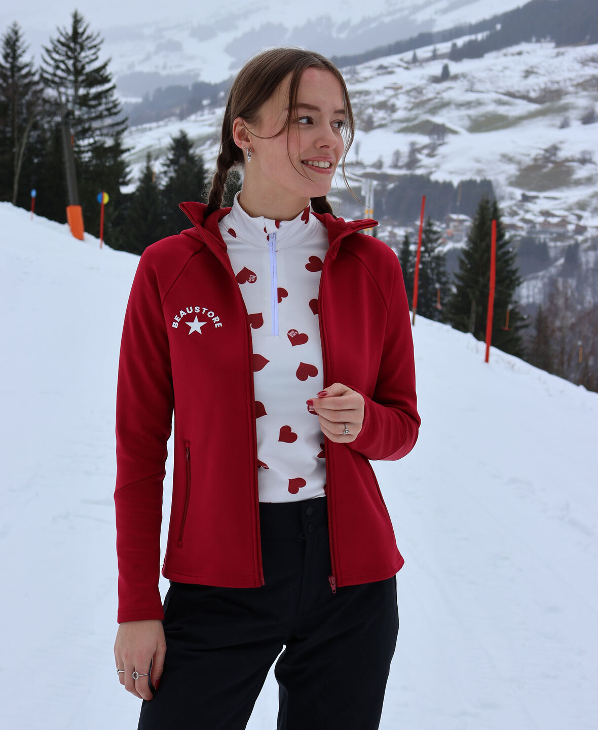 All over Hearts Pully Burgundy