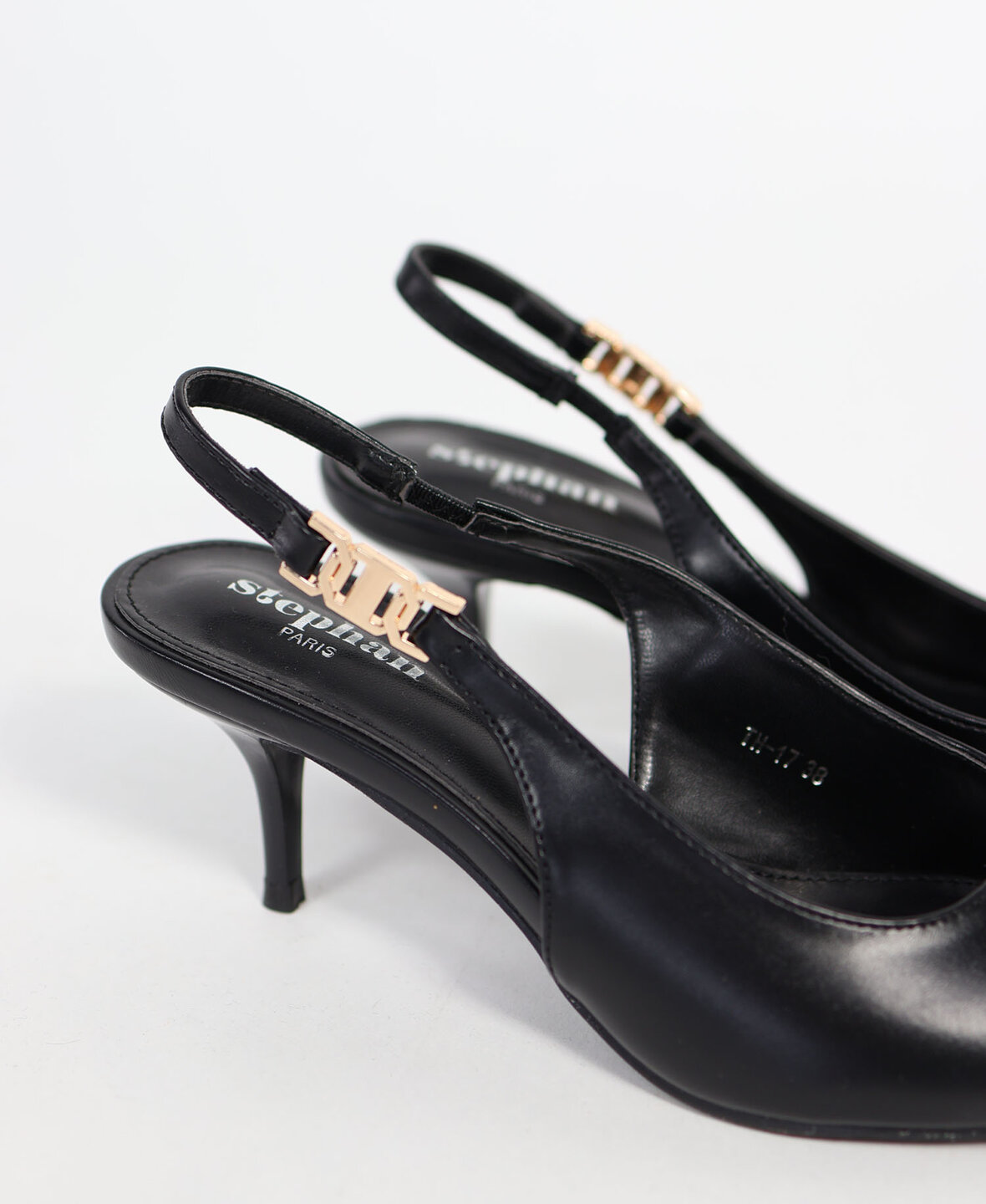Golden Detail Slingback Black