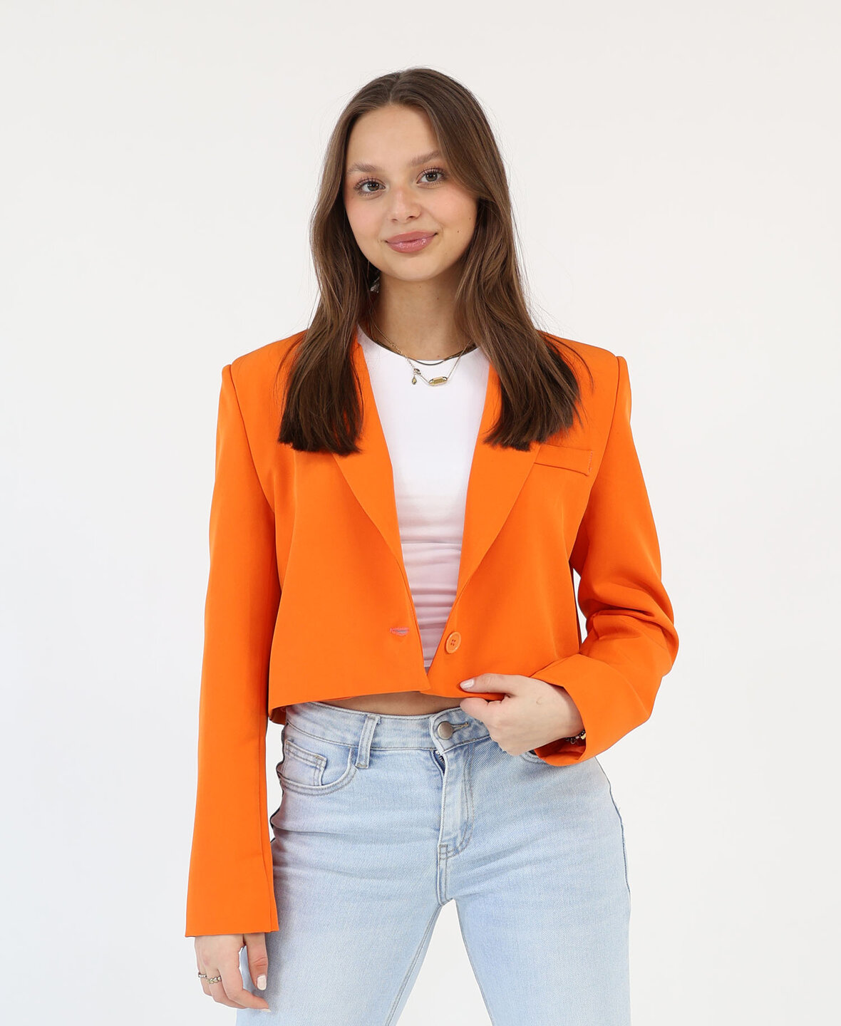 Sanne Cropped Blazer Orange 