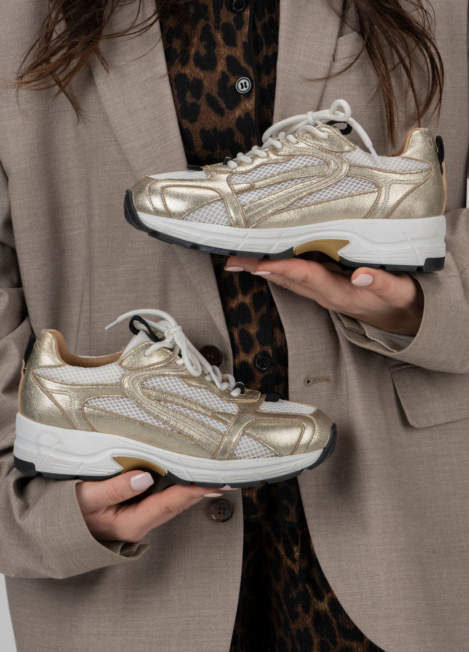 DWRS Neya Mesh Sneaker Leather Champagne/Beige