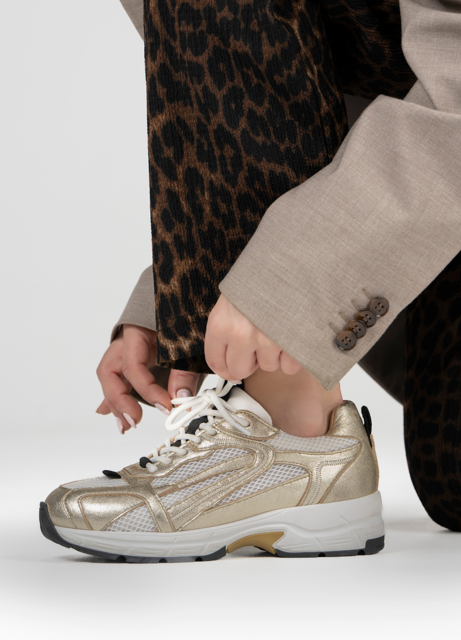 DWRS Neya Mesh Sneaker Leather Champagne/Beige