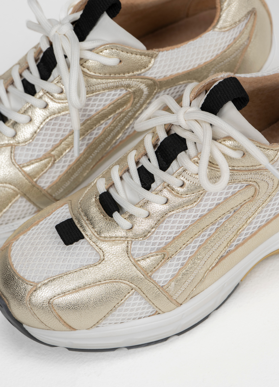 DWRS Neya Mesh Sneaker Leather Champagne/Beige