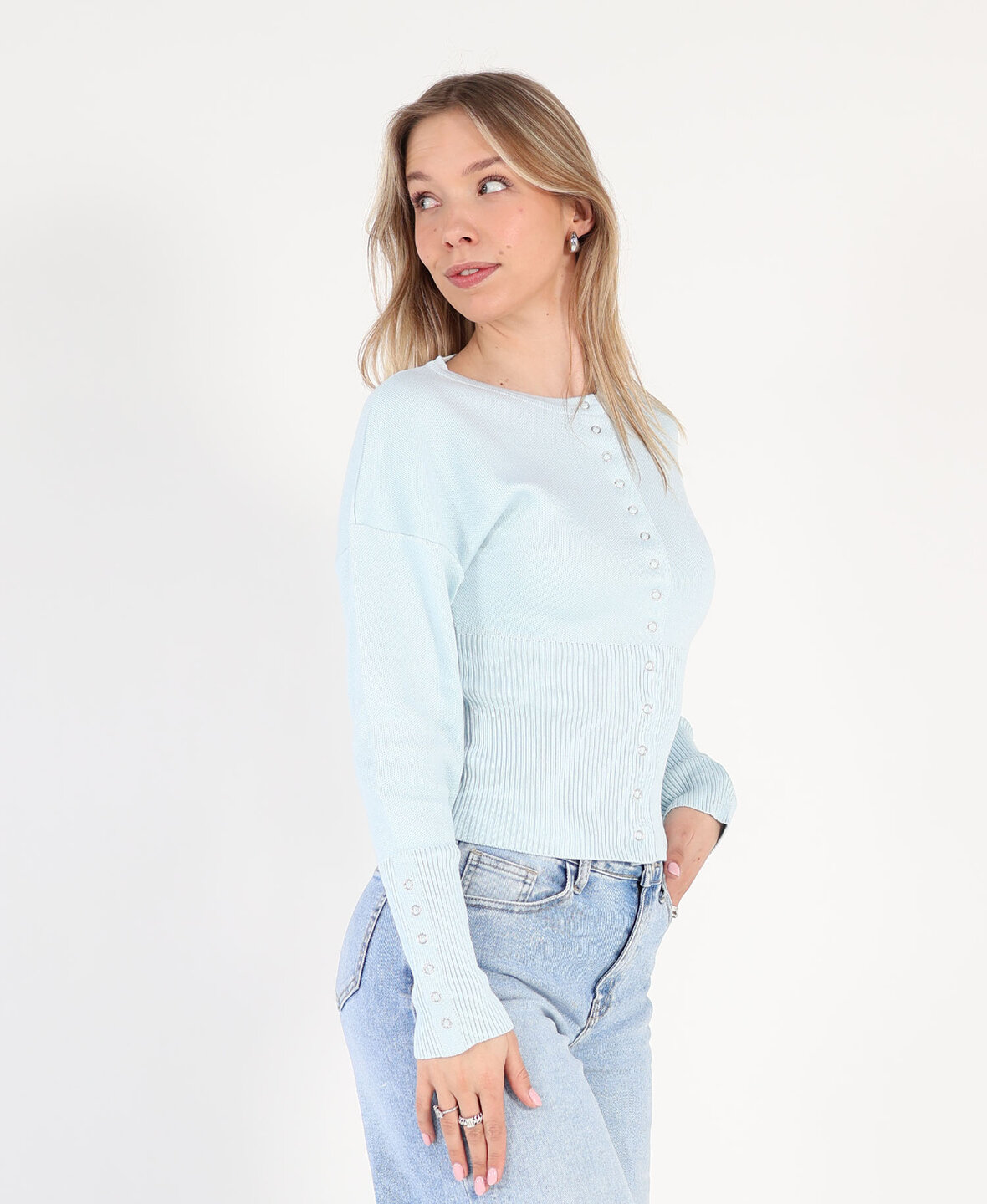 Button Cardigan Lightblue