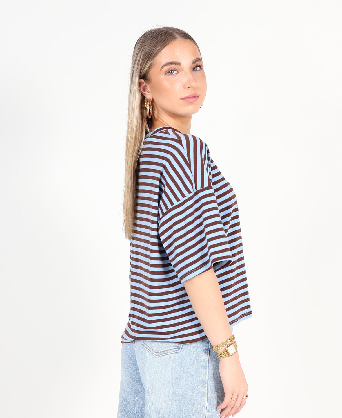 Oversized Tee Lightblue/Choco