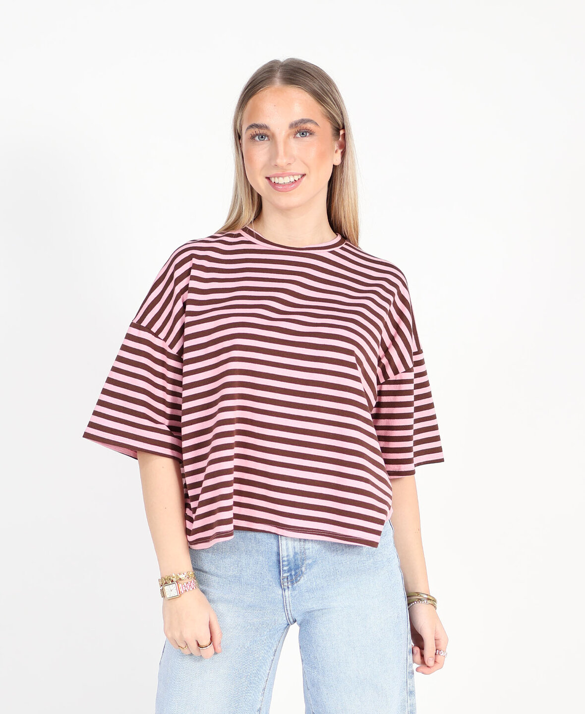 Oversized Tee Pink/Choco