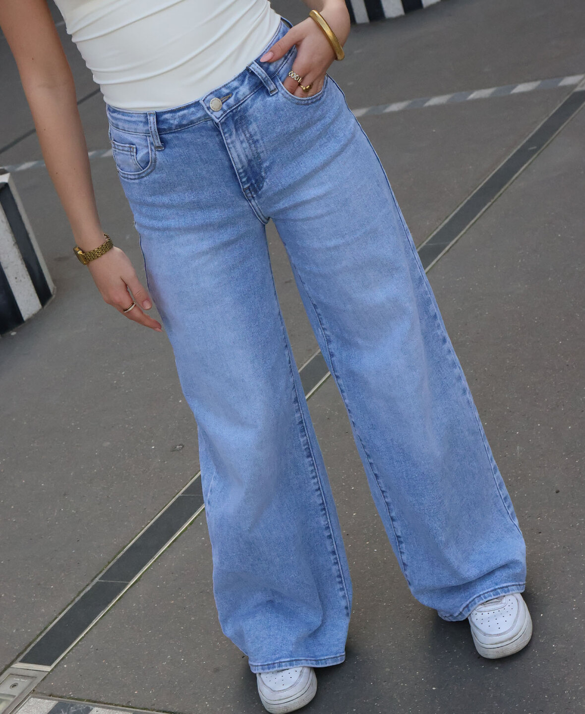 Ultra Wide Leg Jeans Middle Blue 3297-11 (REGULAR)