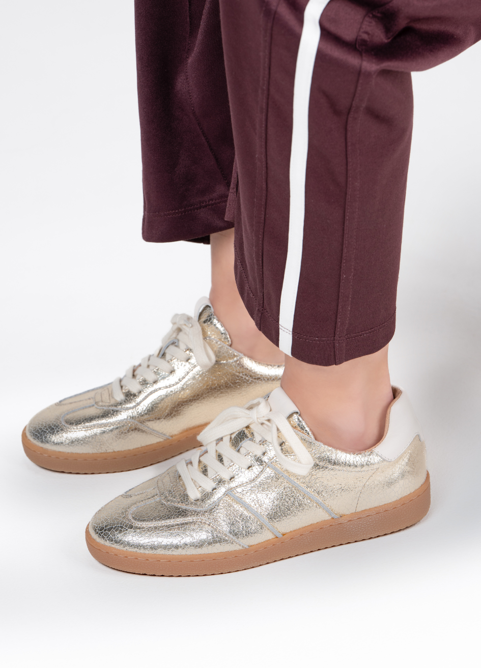 DWRS Poona Crackled Sneaker Leer Champagne
