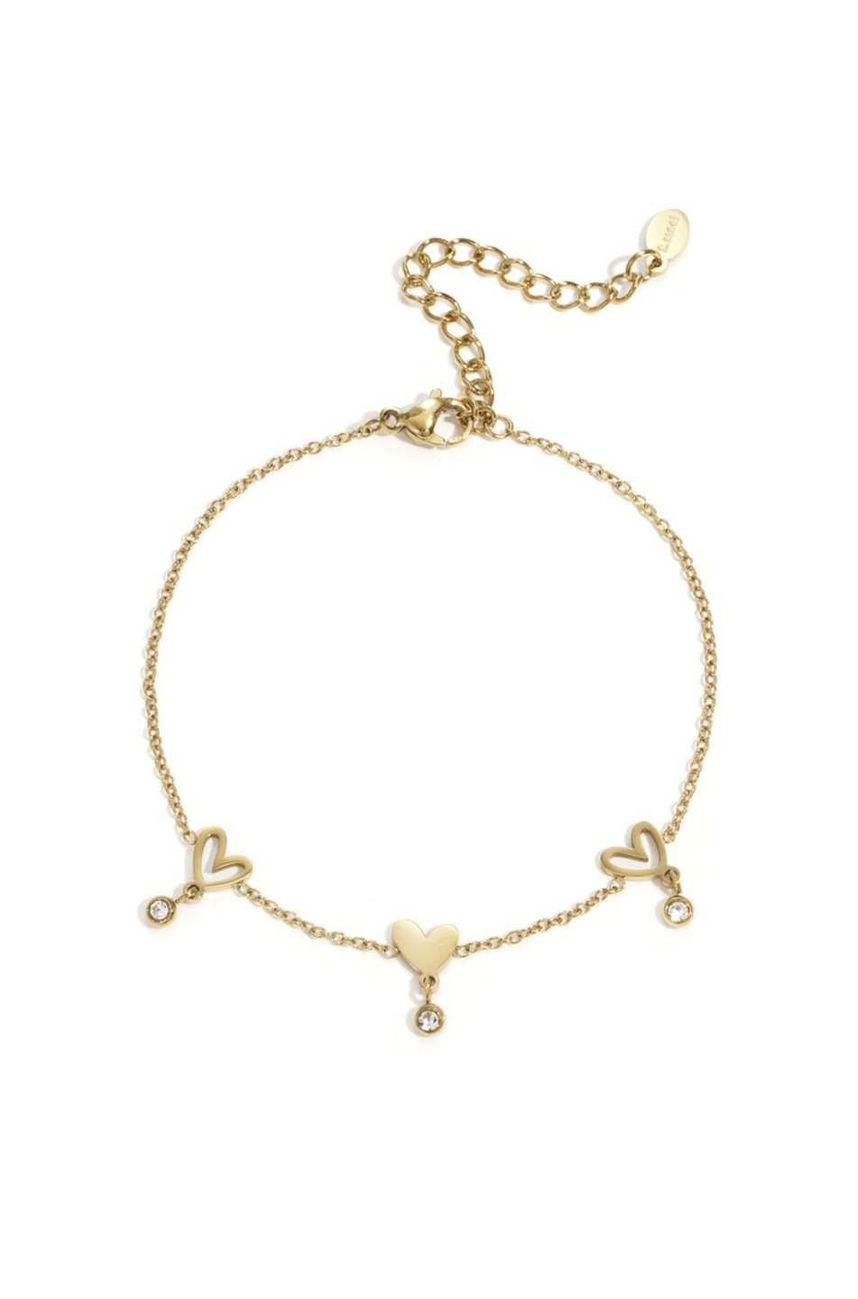 Sparkle Heart Bracelet Gold