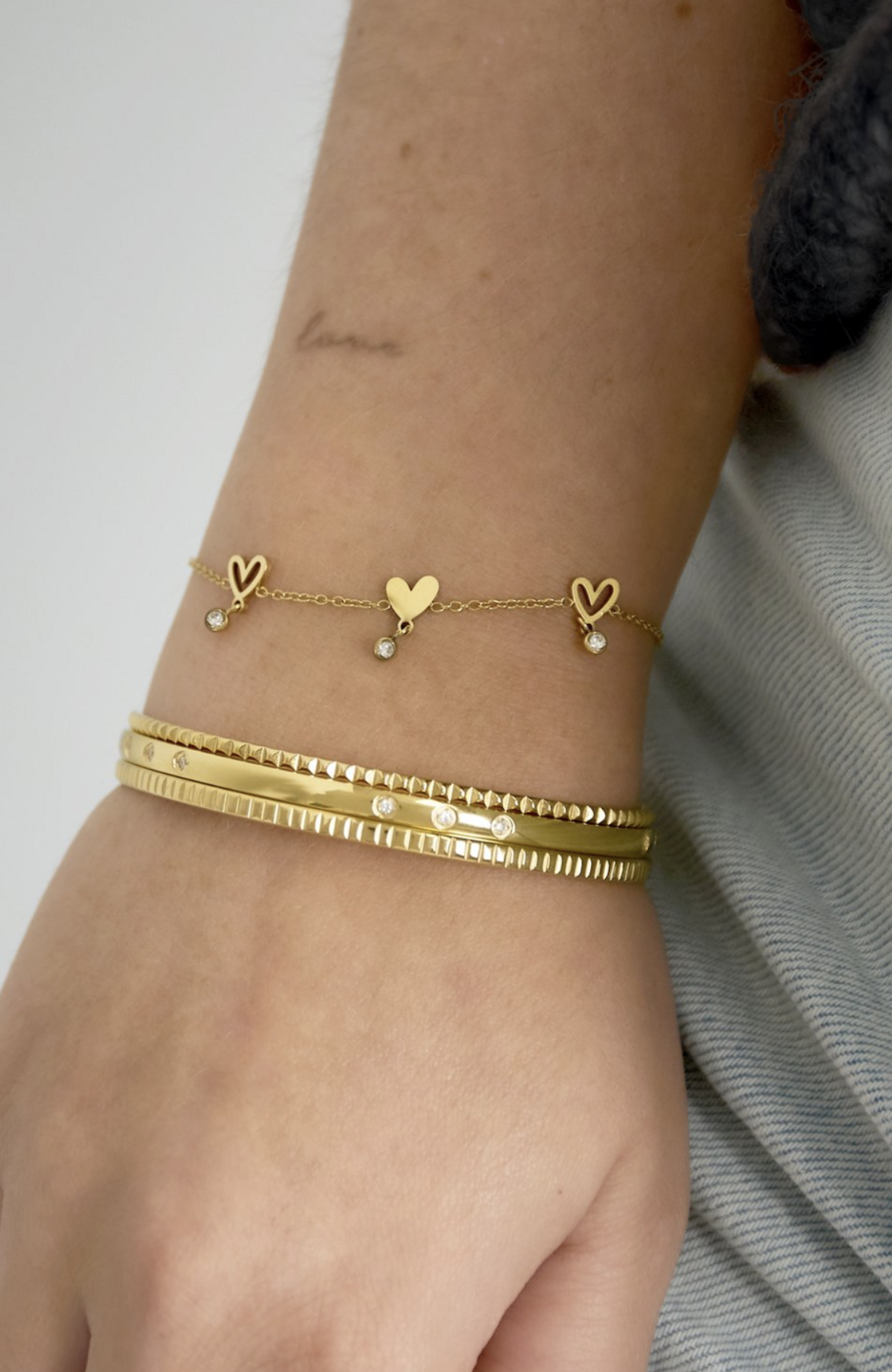 Sparkle Heart Bracelet Gold
