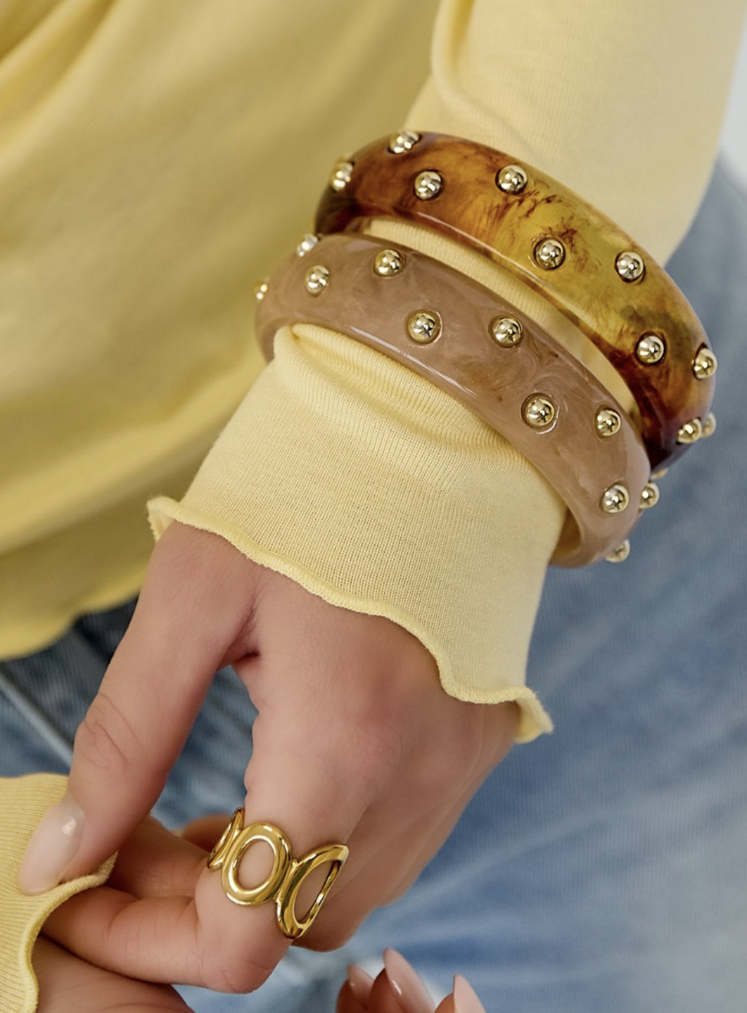 Golden Dots Bangle Bracelet Yellow