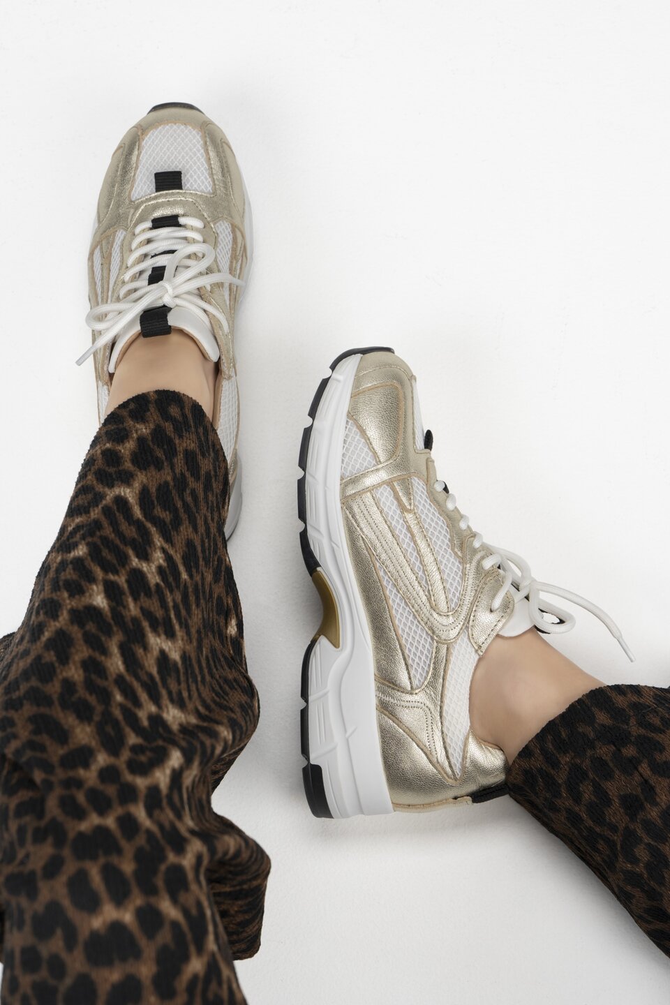 DWRS Neya Mesh Sneaker Leather Champagne/Beige