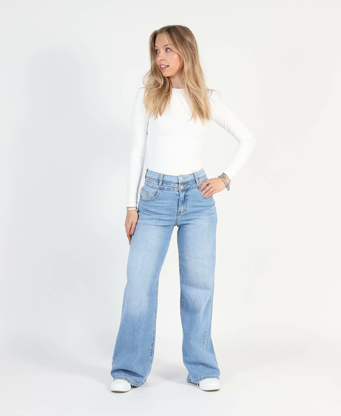 Double Button Ultra Wide Leg Jeans 3775-1 (REGULAR)