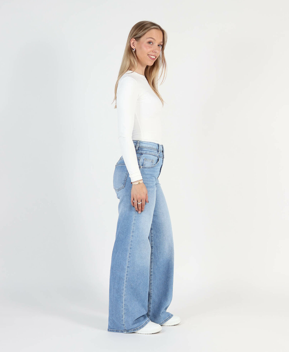 Double Button Ultra Wide Leg Jeans 3775-1 (REGULAR)